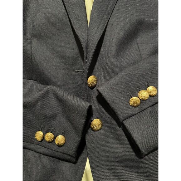 J. Crew schoolboy navy blue wool blend blazer 4 Gold accent buttons - Picture 3 of 12